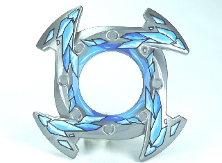 Ring 4 x 4 with 2 x 2 Hole and 4 Arrow Ends with Blue and White Ice Shards Pattern (Ninjago Spinner Crown)