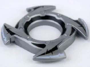 Ring 4 x 4 with 2 x 2 Hole and 4 Arrow Ends with Black Spikes Pattern (Ninjago Spinner Crown)