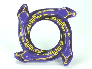 Ring 4 x 4 with 2 x 2 Hole and 4 Snake Head Ends and Yellow Scales Pattern (Ninjago Spinner Crown)