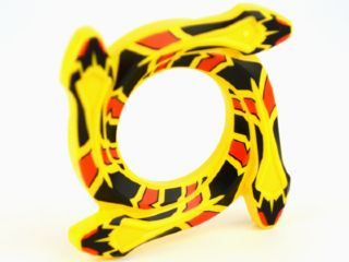 Ring 4 x 4 with 2 x 2 Hole and 4 Snake Head Ends and Red and Black Scales Pattern (Ninjago Spinner Crown)