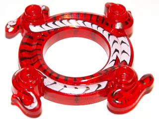Ring 4 x 4 with 2 x 2 Hole and 2 Intertwined Snakes with White and Black Pattern (Ninjago Spinner Crown)