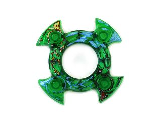 Ring 4 x 4 with 2 x 2 Hole and 4 Swirl Ends with Blue and Red Pattern (Ninjago Spinner Crown)