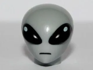 Minifigure, Head, Modified Alien with Large Black Eyes Pattern