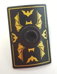 Minifigure, Shield Rectangular Curved Scutum with Stud with Gold Bat Wings and Bats Pattern