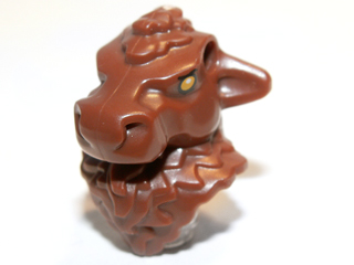 Minifigure, Head, Modified Minotaur with Gold Eyes and Pin Holes Pattern