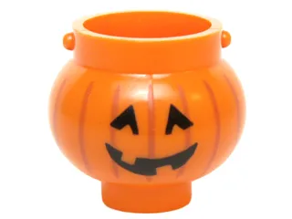 Minifigure, Utensil Pot Small with Handle Holders and Pumpkin Jack O' Lantern with Angular Eyes Pattern