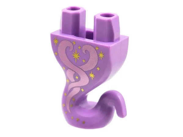 Lower Body, Genie with Gold Stars and Metallic Pink Filigree Pattern