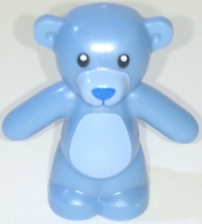 Teddy Bear with Black Eyes, Blue Nose and Mouth, Bright Light Blue Stomach and Muzzle Pattern