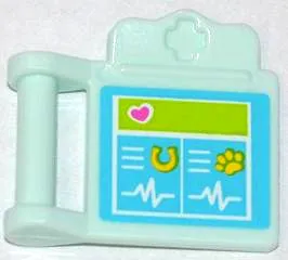 Friends Accessories Medical Clipboard with Bar Handle with Pink Heart, Yellow Horseshoe, Paw Print and White Heart Monitor Lines Pattern (Sticker) - Set 3188