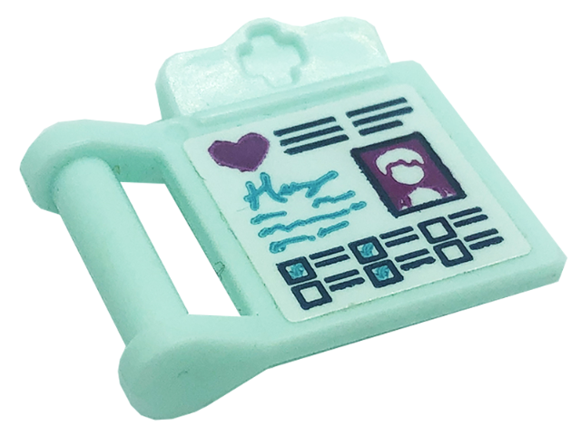 Friends Accessories Medical Clipboard with Bar Handle with Magenta Heart, Ticked Boxes and ID Picture Pattern (Sticker) - Set 41318