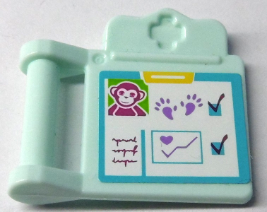 Friends Accessories Medical Clipboard with Bar Handle with Monkey, Medium Lavender Paw Prints, Check Marks, and Chart with Heart Pattern (Sticker) - Set 41038