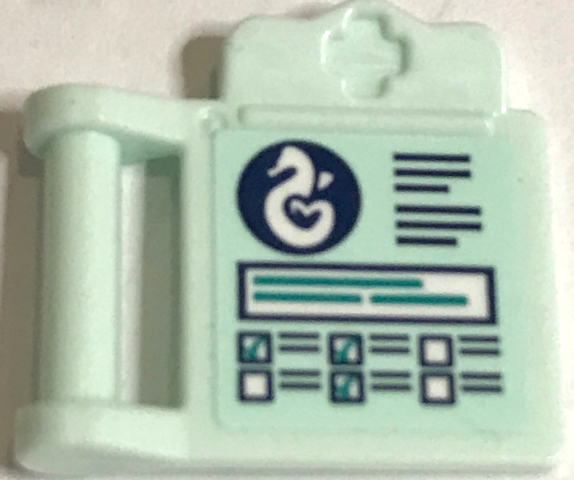 Friends Accessories Medical Clipboard with Bar Handle with Heartlake Rescue Seahorse Logo, Dark Blue and Dark Turquoise Lines and Check Boxes on Light Aqua Background Pattern (Sticker) - Set 41380