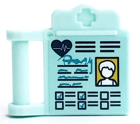 Friends Accessories Medical Clipboard with Bar Handle with Dark Blue Heart, Ticked Boxes and ID Picture Pattern (Sticker) - Set 41394