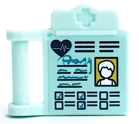 Friends Accessories Medical Clipboard with Bar Handle with Dark Blue Heart, Ticked Boxes and ID Picture Pattern (Sticker) - Set 41394