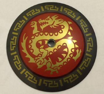 Dish 9 x 9 Inverted (Radar) with Gold Dragon on Red Medallion Pattern