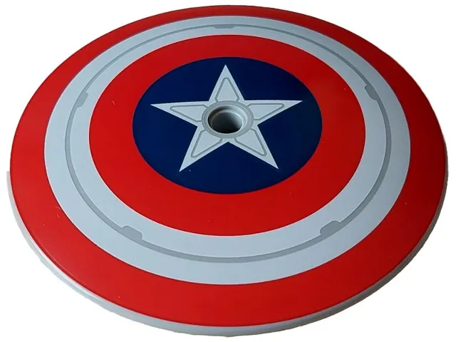 Dish 9 x 9 Inverted (Radar) with Red and White Concentric Rings, Star in Dark Blue Circle Pattern (Captain America Shield)
