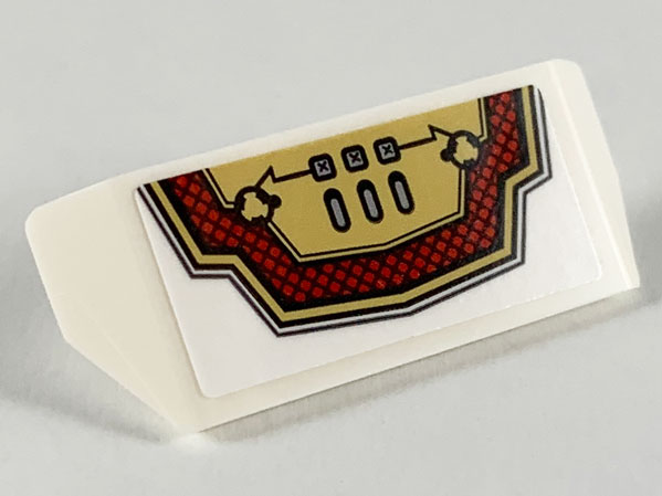 Vehicle, Spoiler with Bar Handle with Gold Armor Plate and Red Mesh Pattern (Sticker) - Set 77102