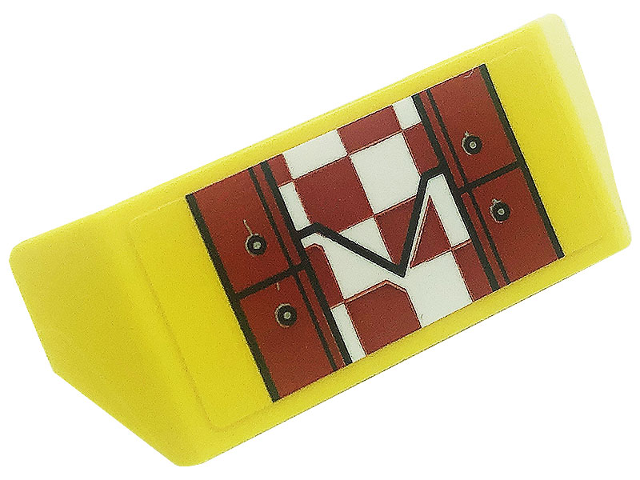 Vehicle, Spoiler with Bar Handle with Hull Plates, Silver Dots and Red and White Checkered Pattern (Sticker) - Set 80008