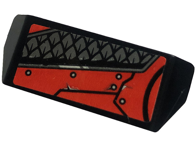 Vehicle, Spoiler with Bar Handle with Dark Bluish Gray Scales, Rivets and Red Metal Plates Pattern (Sticker) - Set 80033