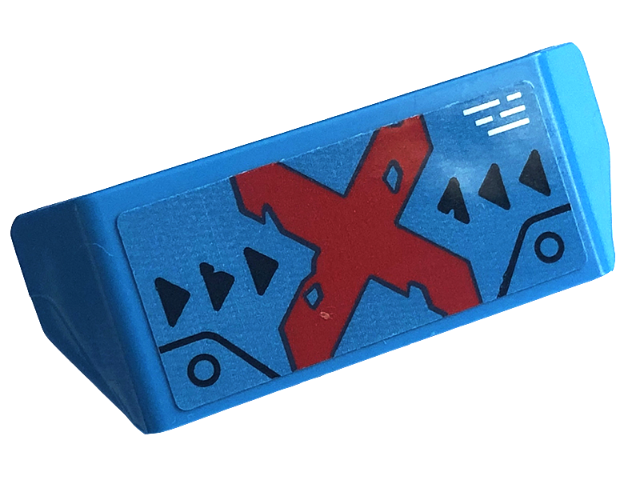 Vehicle, Spoiler with Bar Handle with Red Letter X, White Lines, and Black Triangles and Circles Pattern (Sticker) - Set 71775