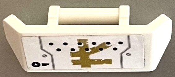 Vehicle, Spoiler with Bar Handle with Black Dots, Light Bluish Gray Bent Lines and Screws and Gold Ninjago Logogram Letter L Pattern (Sticker) - Set 70676