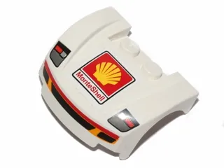 Vehicle, Mudguard 3 x 4 x 1 2/3 Curved Front with Headlights and Grille with Red and Yellow Trim, Shell Logo, 'MonteShell' Pattern (Sticker) - Set 30192