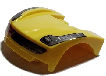 Vehicle, Mudguard 3 x 4 x 1 2/3 Curved Front with Headlights with Dark Bluish Gray Stripe with Dots and Grille Pattern