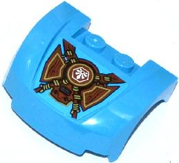 Vehicle, Mudguard 3 x 4 x 1 2/3 Curved Front with White Chima Logo in Hexagon on Tied Wooden Armor Components Pattern (Sticker) - Set 70008