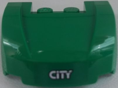 Vehicle, Mudguard 3 x 4 x 1 2/3 Curved Front with 'CITY' on Green Background Pattern (Sticker) - Set 60052