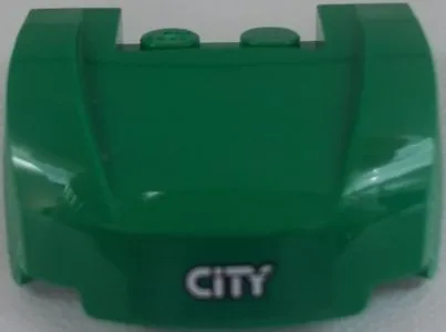 Vehicle, Mudguard 3 x 4 x 1 2/3 Curved Front with 'CITY' on Green Background Pattern (Sticker) - Set 60052