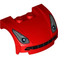 Vehicle, Mudguard 3 x 4 x 1 2/3 Curved Front with Headlights and Black Grille Pattern