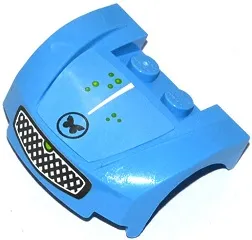 Vehicle, Mudguard 3 x 4 x 1 2/3 Curved Front with Grille, Butterfly in Circle, White Stripe and Green Dots Pattern (Stickers) - Set 41091