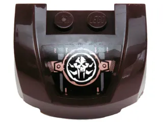 Vehicle, Mudguard 3 x 4 x 1 2/3 Curved Front with Grille with White Chima Mammoth Skull Emblem and Copper Rivets Pattern (Sticker) - Set 70226