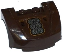 Vehicle, Mudguard 3 x 4 x 1 2/3 Curved Front with 6 Silver Pistons, Grilles and Gold Alien Characters Pattern (Sticker) - Set 70132