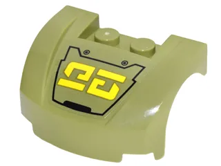 Vehicle, Mudguard 3 x 4 x 1 2/3 Curved Front with Black Outline and Yellow Characters Pattern (Sticker) - Set 70592