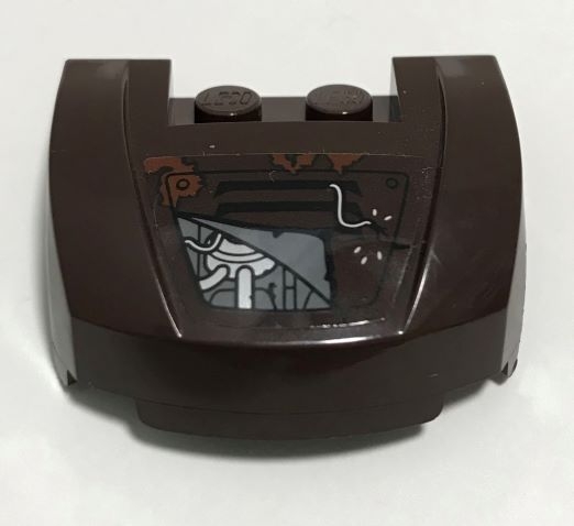 Vehicle, Mudguard 3 x 4 x 1 2/3 Curved Front with Partially Exposed Engine, Loose Wire and Reddish Brown Splatters Pattern Model Right Side (Sticker) - Set 70228