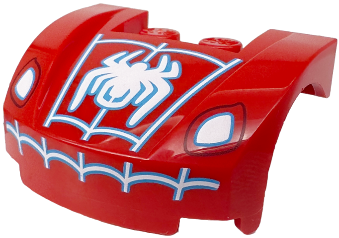 Vehicle, Mudguard 3 x 4 x 1 2/3 Curved Front with White Headlights, Spider and Web with Medium Azure Outline Pattern