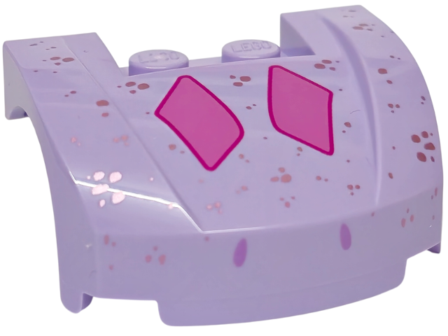 Vehicle, Mudguard 3 x 4 x 1 2/3 Curved Front with Metallic Pink Spots and Dark Pink Diamonds Pattern (Frozen Bruni)