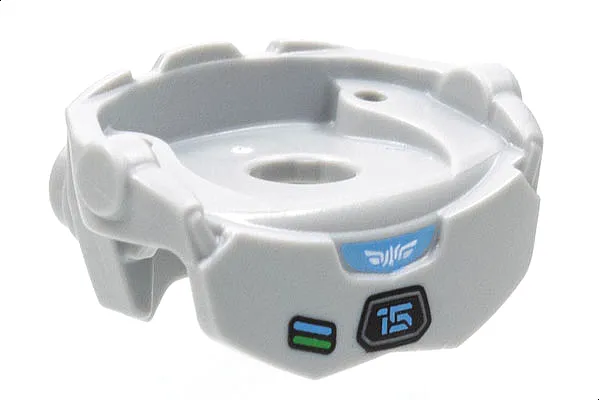 Minifigure Spacesuit with 2 Studs on Back, Star Command Logo, Medium Blue and Bright Green Lines, Number 15 Pattern