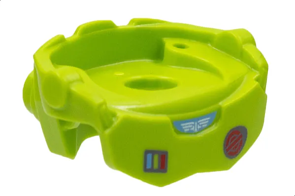 Minifigure Spacesuit with 2 Studs on Back, Star Command Logo, Medium Blue, Lime and Red Lines in Square, Circle Symbol Pattern