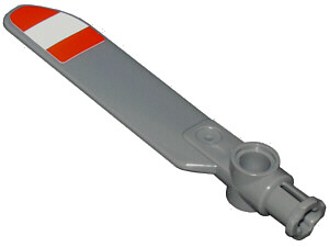 Technic Rotor Blade Small with Axle and Pin Connector End with Red and White Stripes Pattern on Top (Sticker)