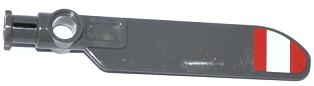 Technic Rotor Blade Small with Axle and Pin Connector End with Red and White Stripes Pattern on Bottom (Sticker)