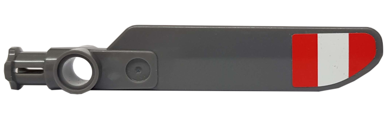 Technic Rotor Blade Small with Axle and Pin Connector End with Red and White Stripes (Wide Equal Width) Pattern on Top (Sticker) - Set 42025