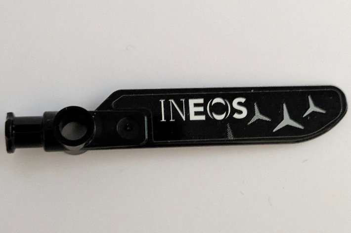 Technic Rotor Blade Small with Axle and Pin Connector End with White 'INEOS' and Silver Mercedes-Benz Logo Repeating Pattern on Both Sides (Stickers) - Set 42165