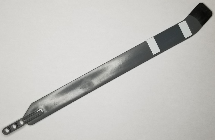 Technic Rotor Blade Large Bent with 3L Liftarm Thick and Black Rubber Tip with 2 White Stripes Pattern A (Stickers) - Set 42052