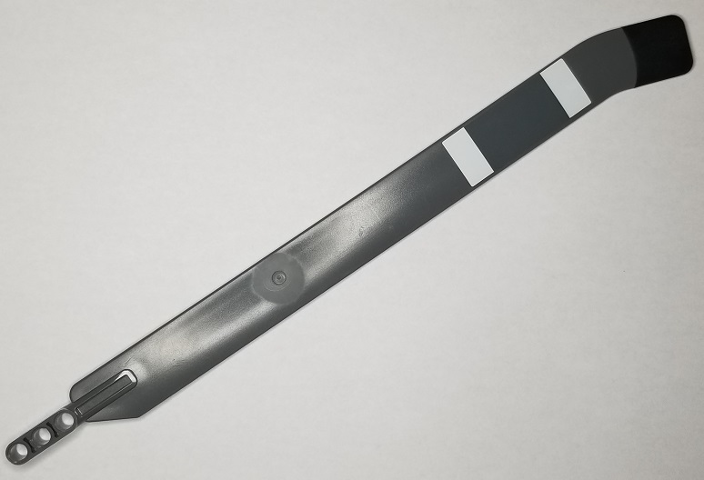 Technic Rotor Blade Large Bent with 3L Liftarm Thick and Black Rubber Tip with 2 White Stripes Pattern B (Stickers) - Set 42052