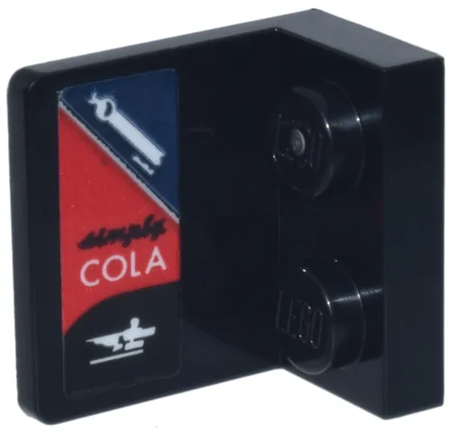 Bracket 1 x 2 - 2 x 2 Inverted with Script 'simply' and White 'COLA' and Logos and Dark Blue and Red Background Pattern Model Left Side (Sticker) - Set 77243