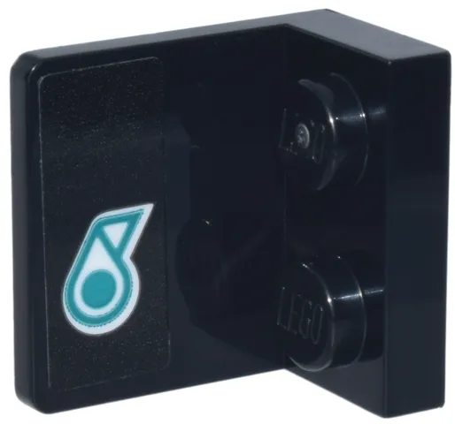 Bracket 1 x 2 - 2 x 2 Inverted with Dark Turquoise and White Petronas Logo Pattern Model Left Side (Sticker) - Set 77244