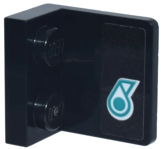 Bracket 1 x 2 - 2 x 2 Inverted with Dark Turquoise and White Petronas Logo Pattern Model Right Side (Sticker) - Set 77244