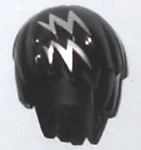 Minifigure, Hair Layered with Silver Zigzag Streaks Pattern